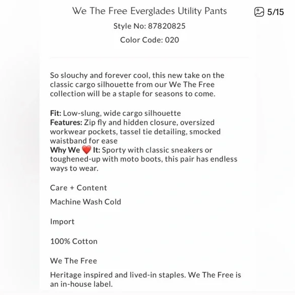 ⭐️NWOT We The Free Everglades Utility pants - Picture 5 of 10